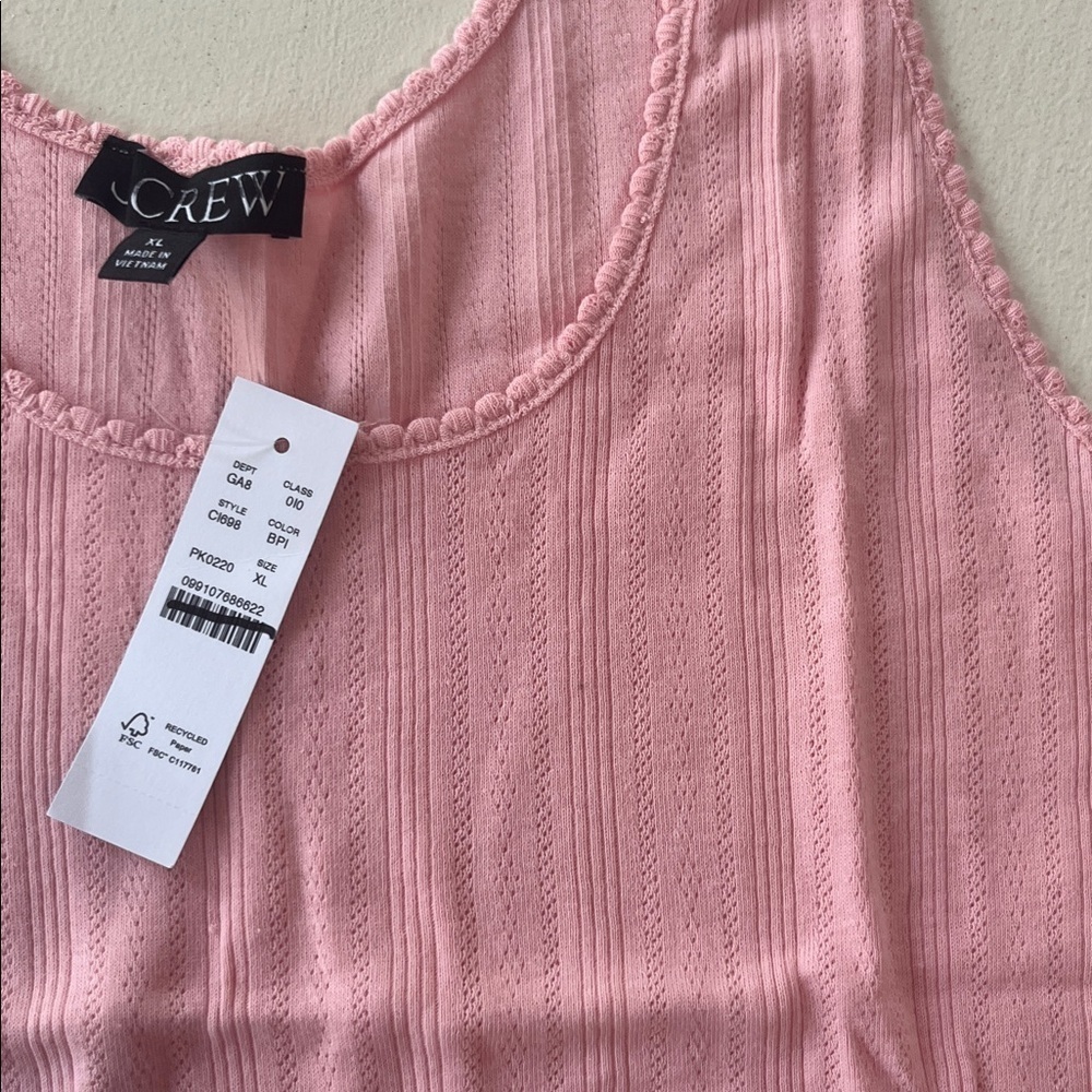 J. Crew Pink Tank Top in pointelle - Picture 3 of 6